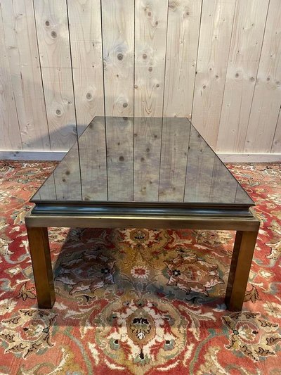 Gold metal and mirror coffee table 1970