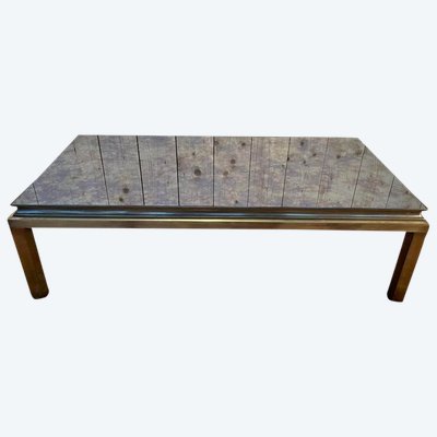 Gold metal and mirror coffee table 1970