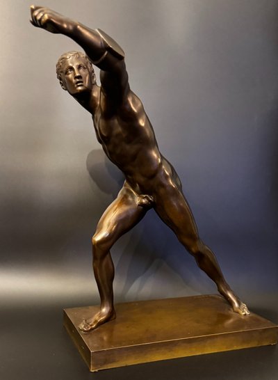 Borghese Gladiator Bronzeskulptur aus der Grand Tour (19. Jahrhundert) H48