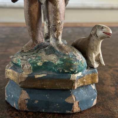 Statuette representing a religious subject, 18th century, polychrome wood