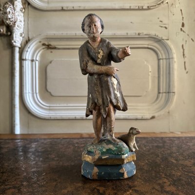 Statuette representing a religious subject, 18th century, polychrome wood