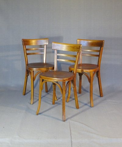 Satz von 9 Baumann "Bistro"-Stühlen, 1955, kein Fischel, kein Thonet