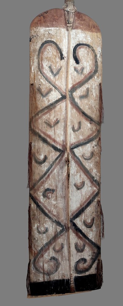 Large Polychrome Wooden Shield Asmat Iran Jaya, Wolmark Collection