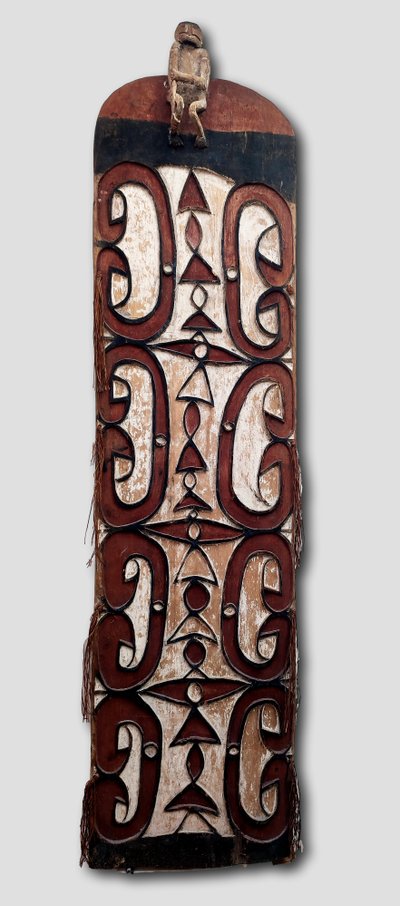 Large Polychrome Wooden Shield Asmat Iran Jaya, Wolmark Collection