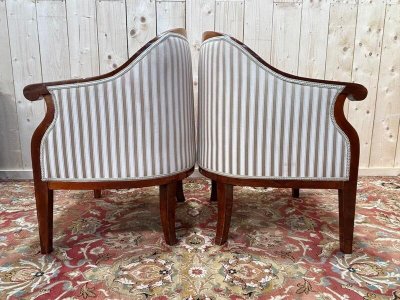 Paar Bergales Bergales Bidermeier / Art -Deco -Sessel