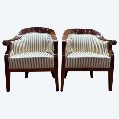 Paar Bergales Bergales Bidermeier / Art -Deco -Sessel