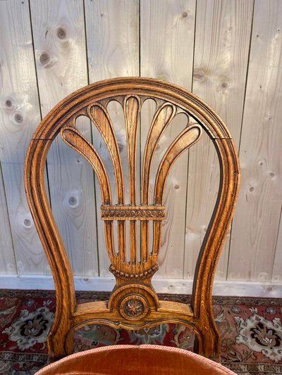 Continuation of 6 "hot air balloon" chairs in Louis XVI oak