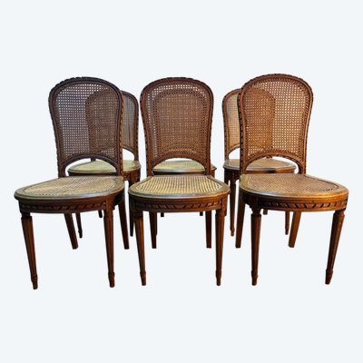 Series of 6 louis XVI style canne chairs