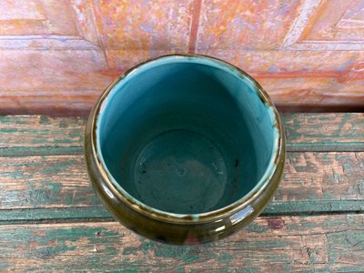 Vaso in ceramica firmato Orchies – Francia, smalto blu e verde