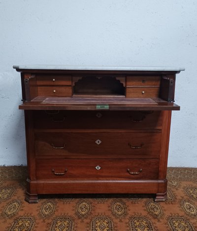 Commode secrétaire Louis Philippe en noyer