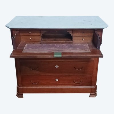 Commode secrétaire Louis Philippe en noyer