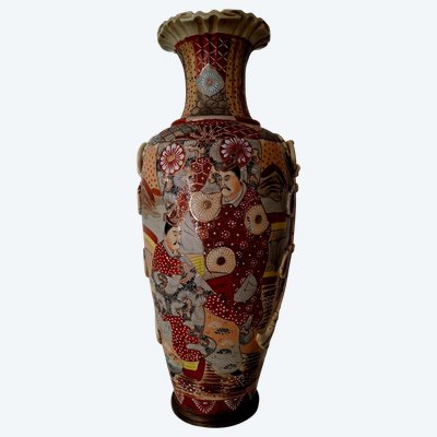 Very large 19th century Japanese vase, authentic KYOTO SATSUMA