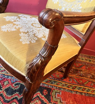 Pair of mahogany armchairs, Charles X period