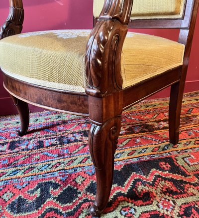 Pair of mahogany armchairs, Charles X period