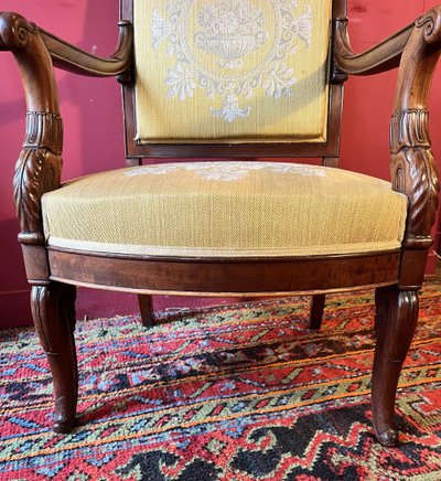 Pair of mahogany armchairs, Charles X period