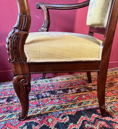 Pair of mahogany armchairs, Charles X period