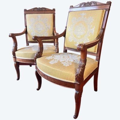 Pair of mahogany armchairs, Charles X period