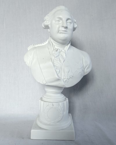 Busto del re Luigi XVI in porcellana biscuit, un souvenir storico monarchico