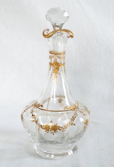 Service à liqueur d'époque Napoléon III en cristal de Baccarat rehaussé d'or fin