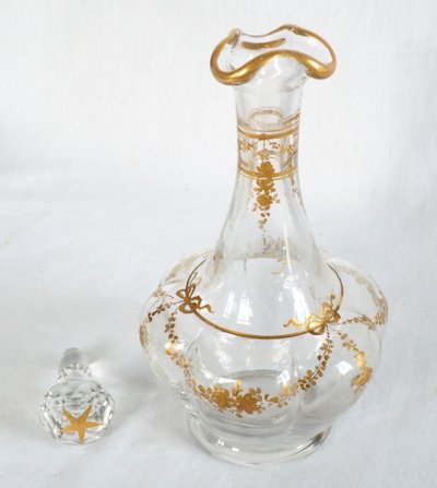 Service à liqueur d'époque Napoléon III en cristal de Baccarat rehaussé d'or fin