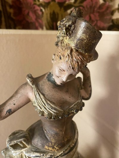  Charmante statuette de Vienne "La coquette frileuse baigneuse " vers 1900 époque Art nouveau