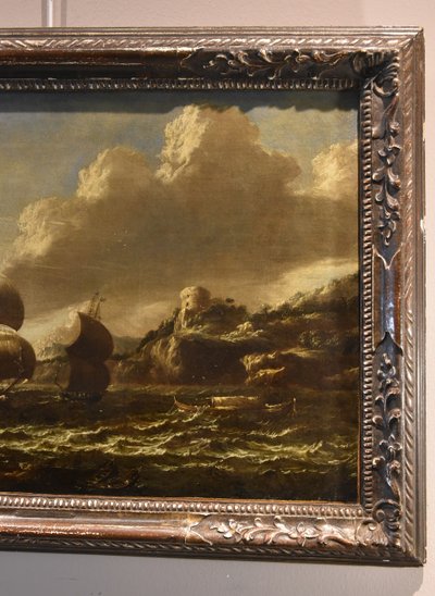 Marco Ricci (belluno, 1676 - Venise, 1730) Attribuable Marina Avec Voiliers