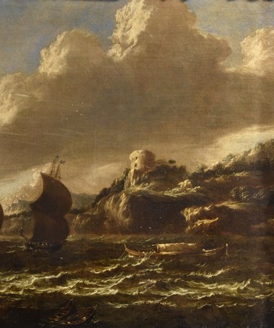 Marco Ricci (belluno, 1676 - Venise, 1730) Attribuable Marina Avec Voiliers