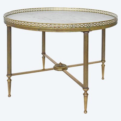 Table bouillotte en laiton doré 