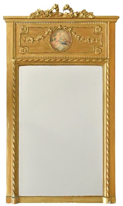 Louis XVI-style trumeau in wood and gilded stucco