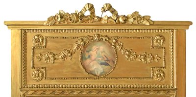 Louis XVI-style trumeau in wood and gilded stucco