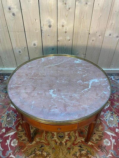 Table basse bouillotte de style Louis XVI marbre rose 