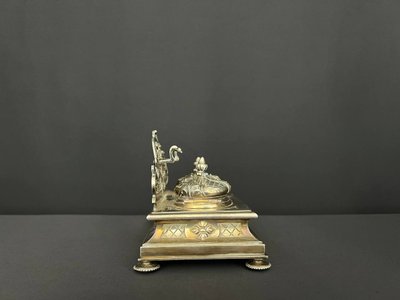 Antique silver-plated bronze inkwell - Napoleon III style