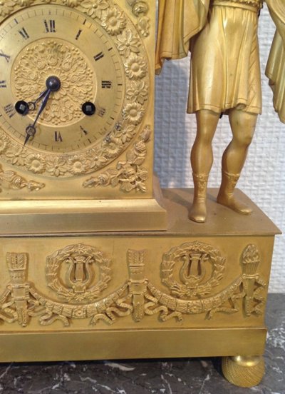 Restauration Period Gilt Bronze Centurion Clock Circa 1820