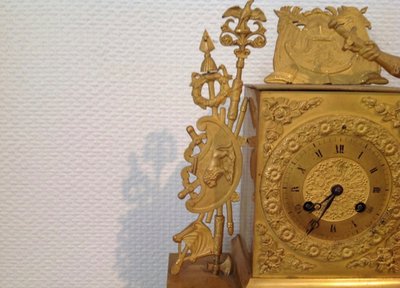 Restauration Period Gilt Bronze Centurion Clock Circa 1820