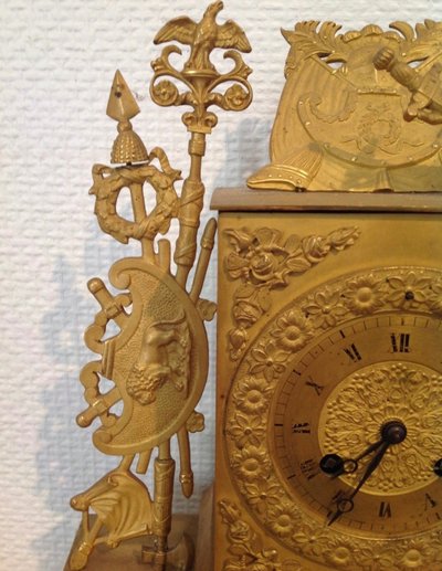 Restauration Period Gilt Bronze Centurion Clock Circa 1820