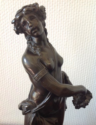 19th century Bronze with Brown Patina Representing a Bacchanal after Clodion