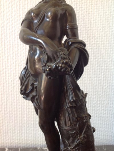 19th century Bronze with Brown Patina Representing a Bacchanal after Clodion