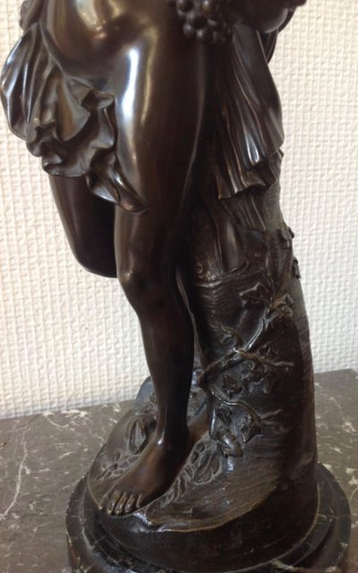 19th century Bronze with Brown Patina Representing a Bacchanal after Clodion