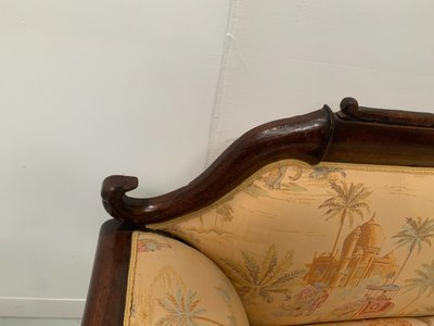 Empire style bench seat in mahogany and veneer 19th century