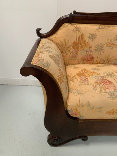 Empire style bench seat in mahogany and veneer 19th century