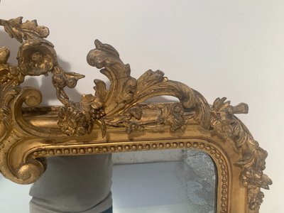 Louis XV style mirror in wood and gilded stucco XIX century