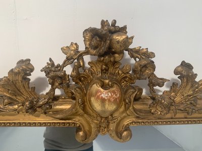 Louis XV style mirror in wood and gilded stucco XIX century