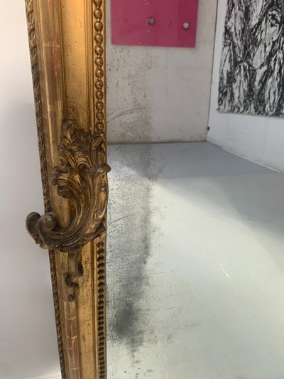 Louis XV style mirror in wood and gilded stucco XIX century