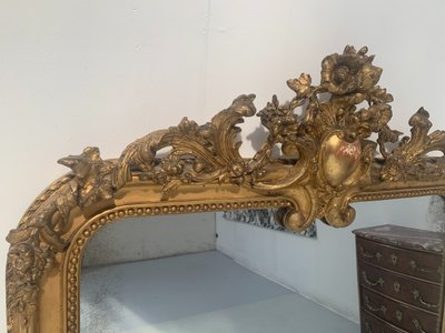 Louis XV style mirror in wood and gilded stucco XIX century