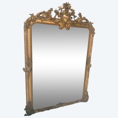 Louis XV style mirror in wood and gilded stucco XIX century