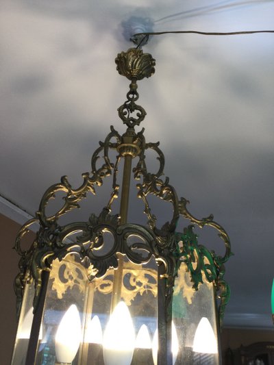 A gilt bronze and brass lantern