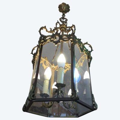 A gilt bronze and brass lantern