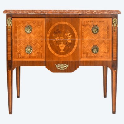 Commode de style Louis XVI en marqueterie 