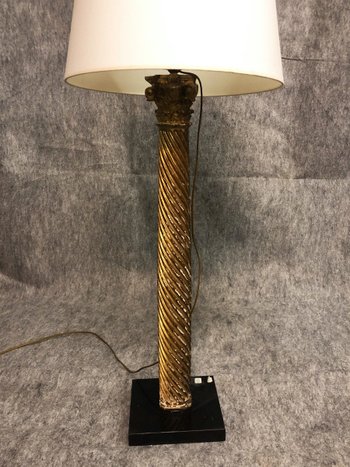 Lampe Aus Vergoldetem Holz, 20. Jahrhundert