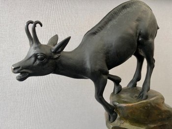 Bronze Figurant Des Chamois. Louis-albert Carvin (1875 - 1951)